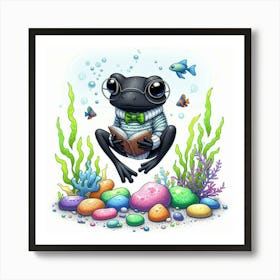 Frog Reading A Book Art Print