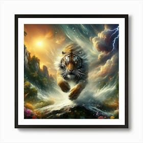 Tiger In The Storm Art Print