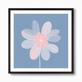 A White And Pink Flower In Minimalist Style Square Composition 20 Art Print