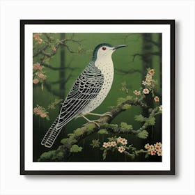 Ohara Koson Inspired Bird Painting Cuckoo 2 Square Art Print