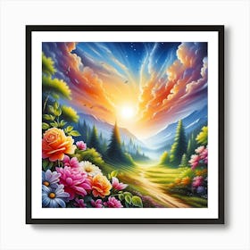 Sunset In The Mountains 32 Art Print