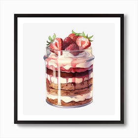 Strawberry Cake In A Jar Art Print