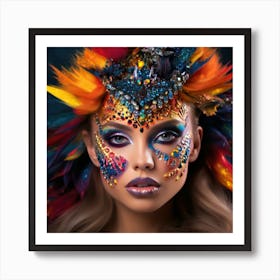 Beautiful Girl With Feathers Art Print