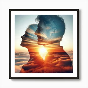 Man And Woman In The Clouds Art Print