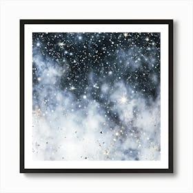 Abstract Galaxy In Watercolor Foreground Dust And Silver Sparkles Shimmering Space With A Bokeh Ef (2) Art Print