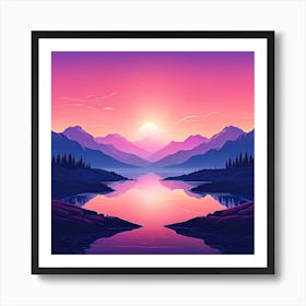 Sunset In The Mountains 3 Art Print