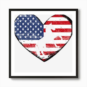 Hot Trend Horse American Flag Heart 4th Of July Usa Art Print