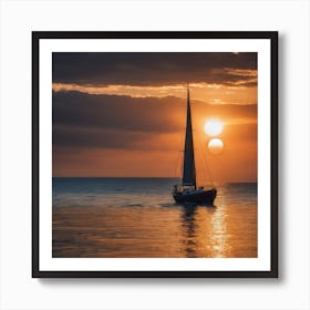 Sailboat At Sunset 1 Art Print