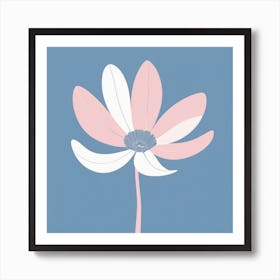 A White And Pink Flower In Minimalist Style Square Composition 5 Art Print