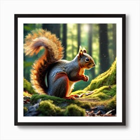 Squirrel In The Forest 376 Art Print