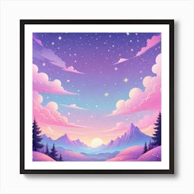 Sky With Twinkling Stars In Pastel Colors Square Composition 308 Art Print