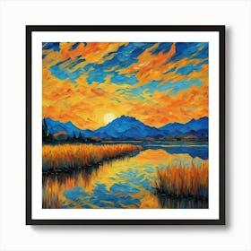 Sunset Over The Lake 1 Art Print