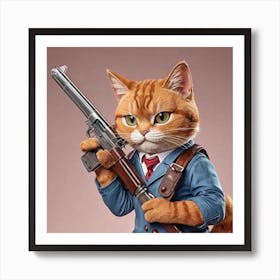 Cat With Gun Art Print