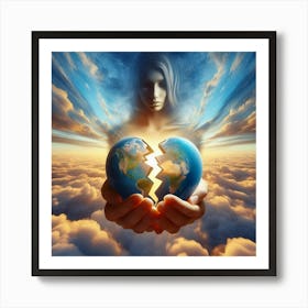 Broken Earth In Woman'S Hands Art Print