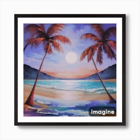 Palm Trees At Sunset Art Print