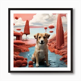 Dog In The Desert Art Print