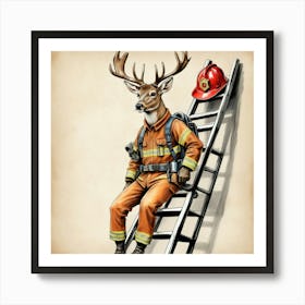 Deer Firefighter 2 Art Print