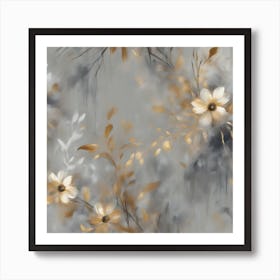 Gold And White Flowers Art Print