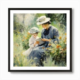 Mother And Daughter Reading 1 Art Print