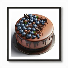 Chocolate Cake With Blueberries Art Print