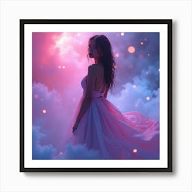 Beautiful Girl In A Pink Dress Art Print