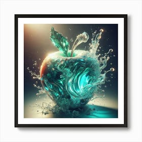 Sunny Splendor: Hyper-Detailed Apple Art with Molten Gems and Magic Glow. Art Print