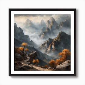 Chinese Mountains Landscape Painting (83) Art Print