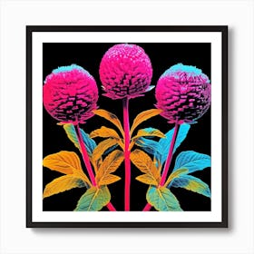 Andy Warhol Style Pop Art Flowers Globe Amaranth 2 Square Art Print