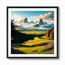 Land With Mountains Art Print