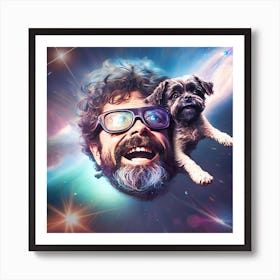 Terence McKenna, dog in space, trippy Art Print