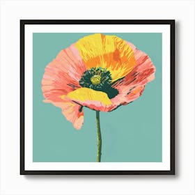 Poppy 2 Square Flower Illustration Art Print