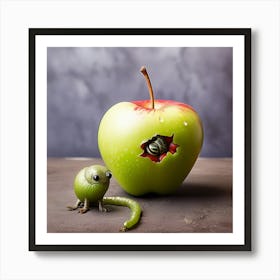 Apple With A Worm Poster