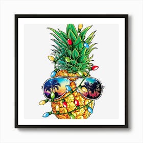 Pineapple Christmas Tree Lights Xmas Boys Men Sunglasses Art Print