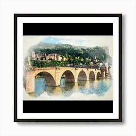 Watercolour Of A Bridge 1 Art Print