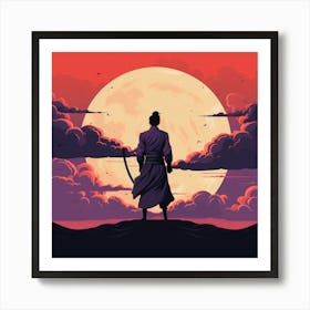 Samurai At Sunset Art Print