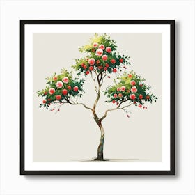 Abstract modernist Camellia tree 4 Art Print