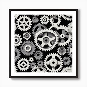 Cogs Seamless Pattern Art Print