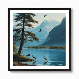 Birds In The Mountains Art Print