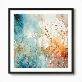 Artistic Grunge Pattern Stands Out In A Retro Watercolor Paint Stained Hues Merging And Contrasting 2 1 Art Print