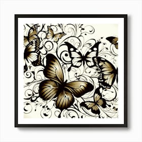 Butterflies And Vines 6 Art Print