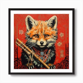 Fox With Flute Art Print