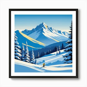 Skier In Snowy Mountains Art Print