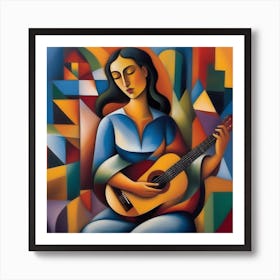 Abstract Woman With A Guitar Art Print