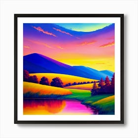 Sunset In The Mountains Art Print