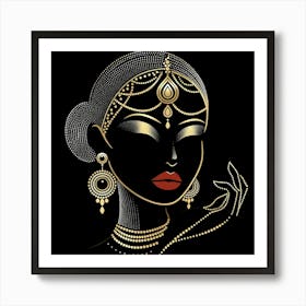 Indian Woman With Gold Jewelry 1 Art Print