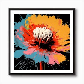 Andy Warhol Style Pop Art Flowers Everlasting Flower 2 Square Art Print