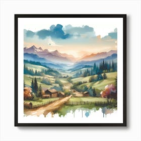 Watercolor Landscape Painting 41 Art Print