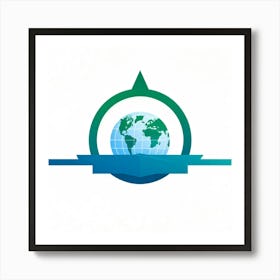 Abstract Icon Illustrating Geo Locator Function Horizontal Arrow Pointing Downwards Leading To A P Art Print