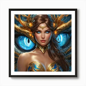 Woman With Blue Eyes dy Art Print