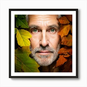 Firefly Weathered Man With Deep Green Eyes And Autumn Leaves 94338 Art Print